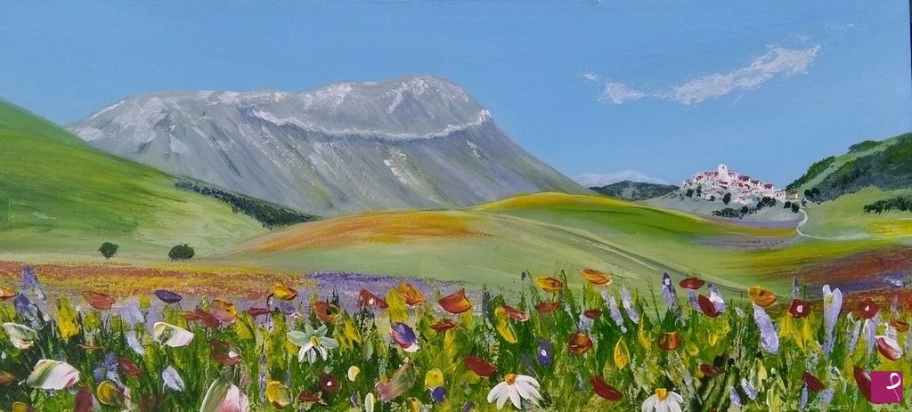 quadri in vendita online - Fiori del pian perduto Castelluccio di Norcia