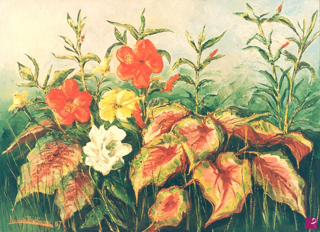 quadri in vendita online - FIORI DI IBISCO E BEGONIA