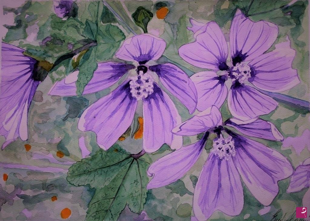 quadri in vendita online - Fiori di malva