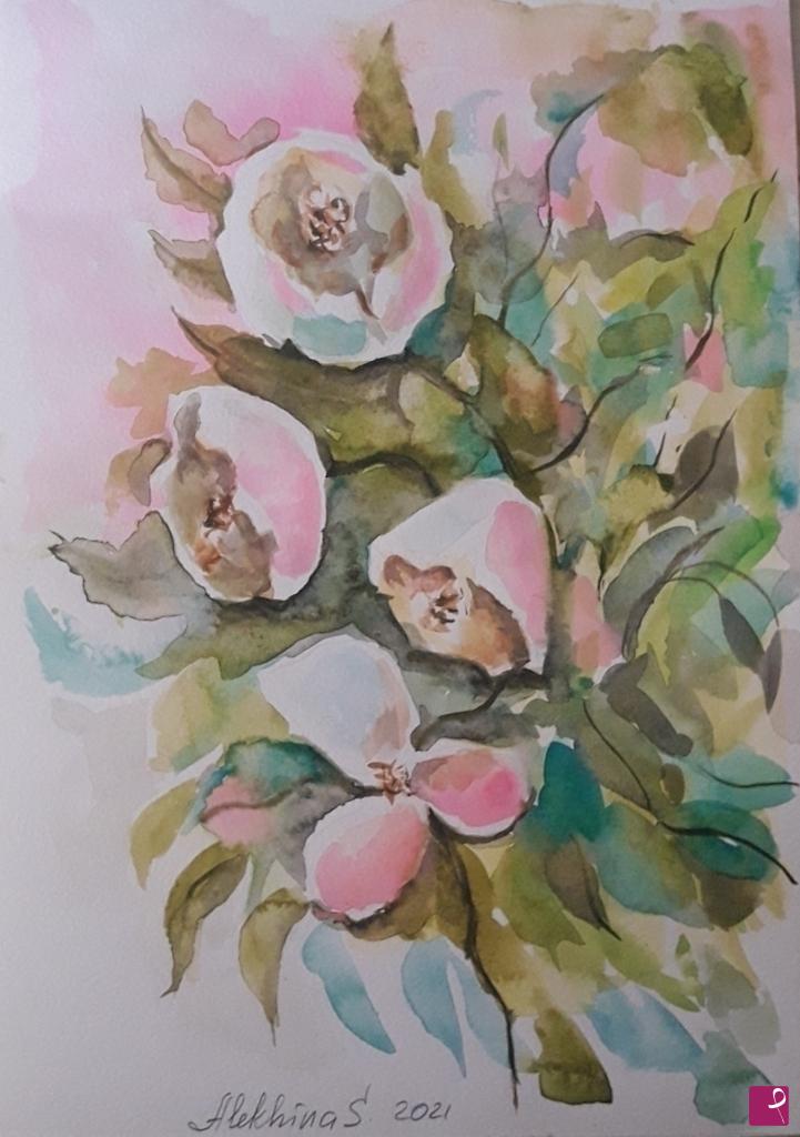 quadri in vendita online - Fiori di rosa canina