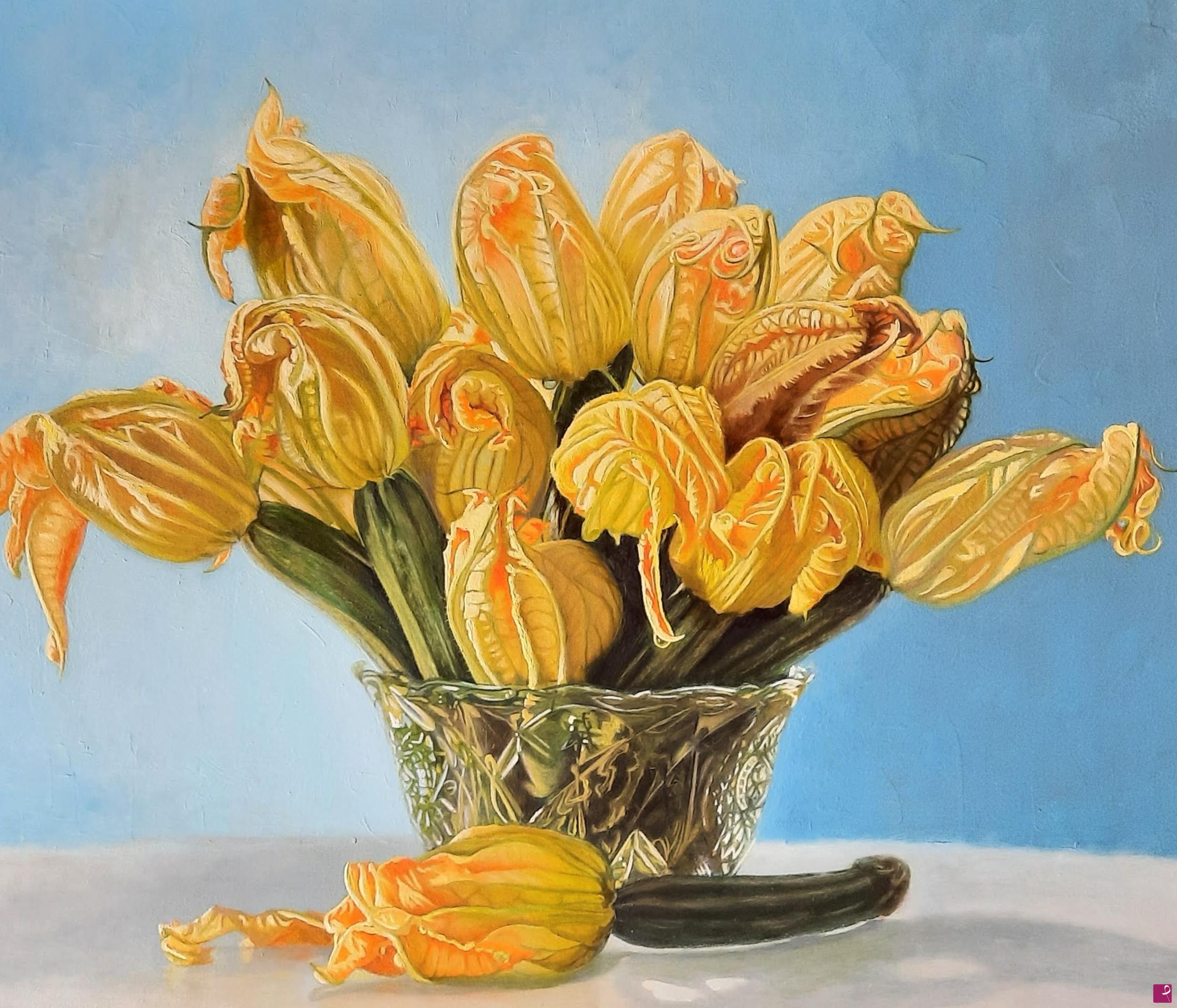 quadri in vendita online - Fiori di zucchine