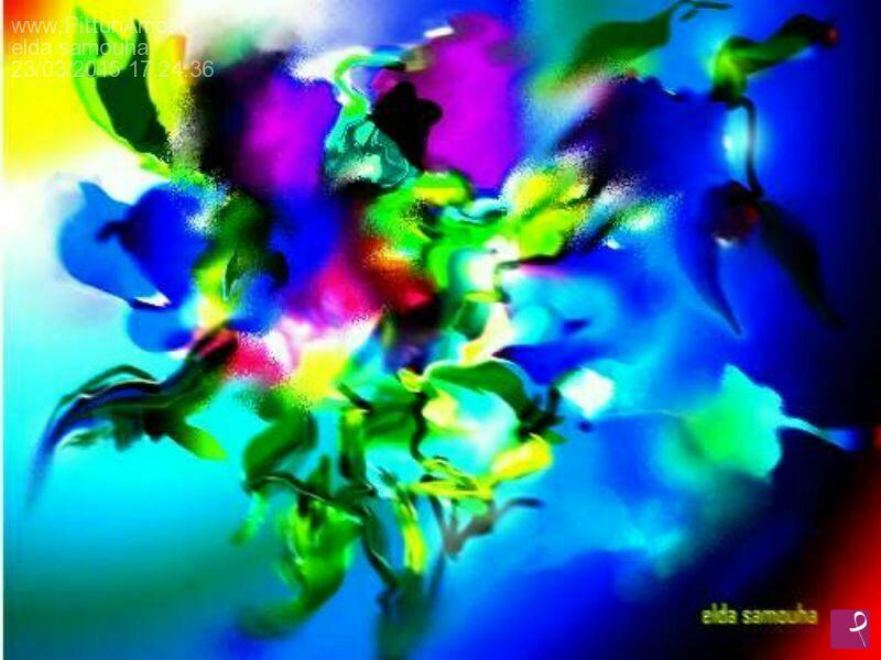 quadri in vendita online - fiori in blu