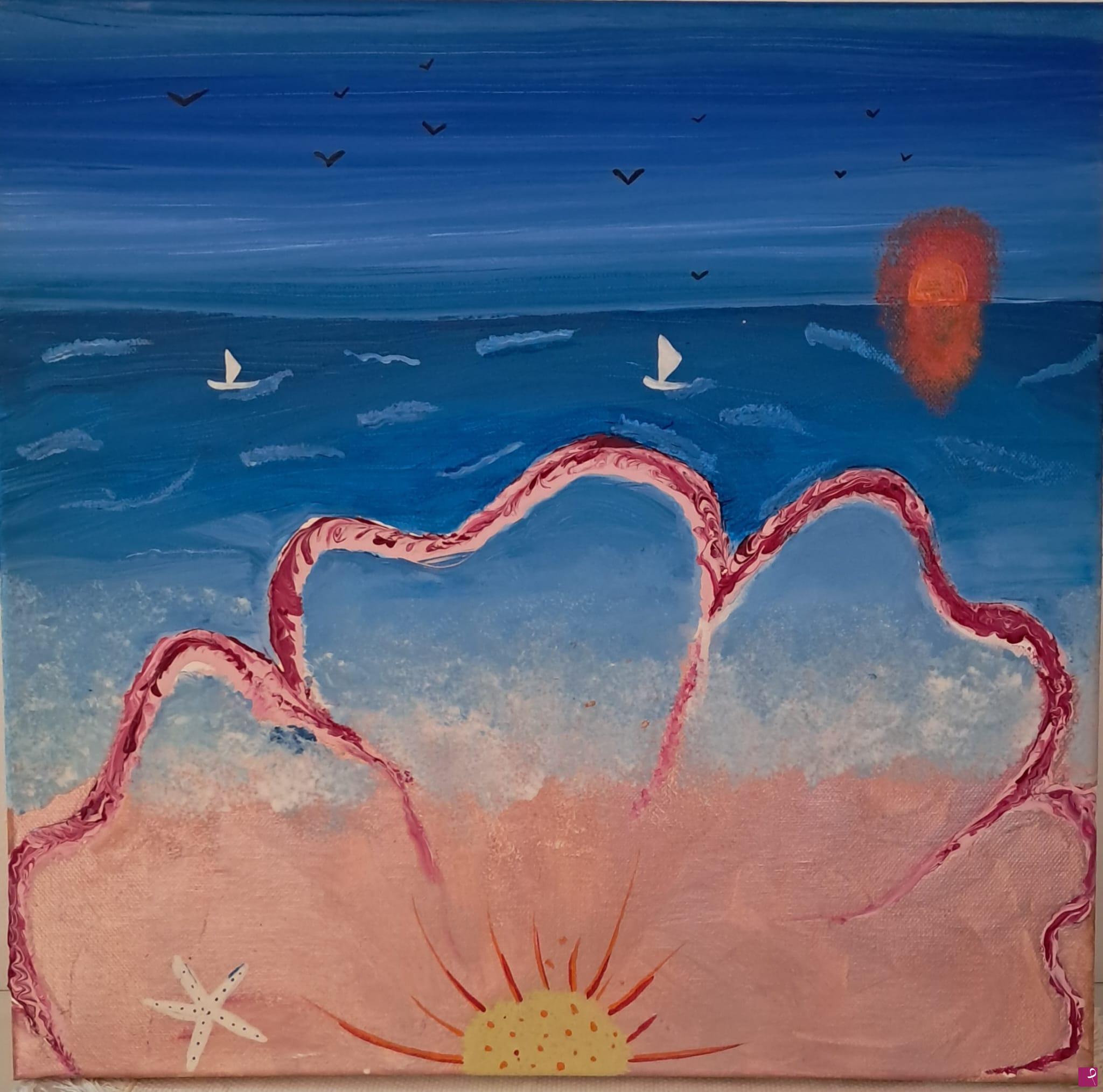 quadri in vendita online - Fiori in mare