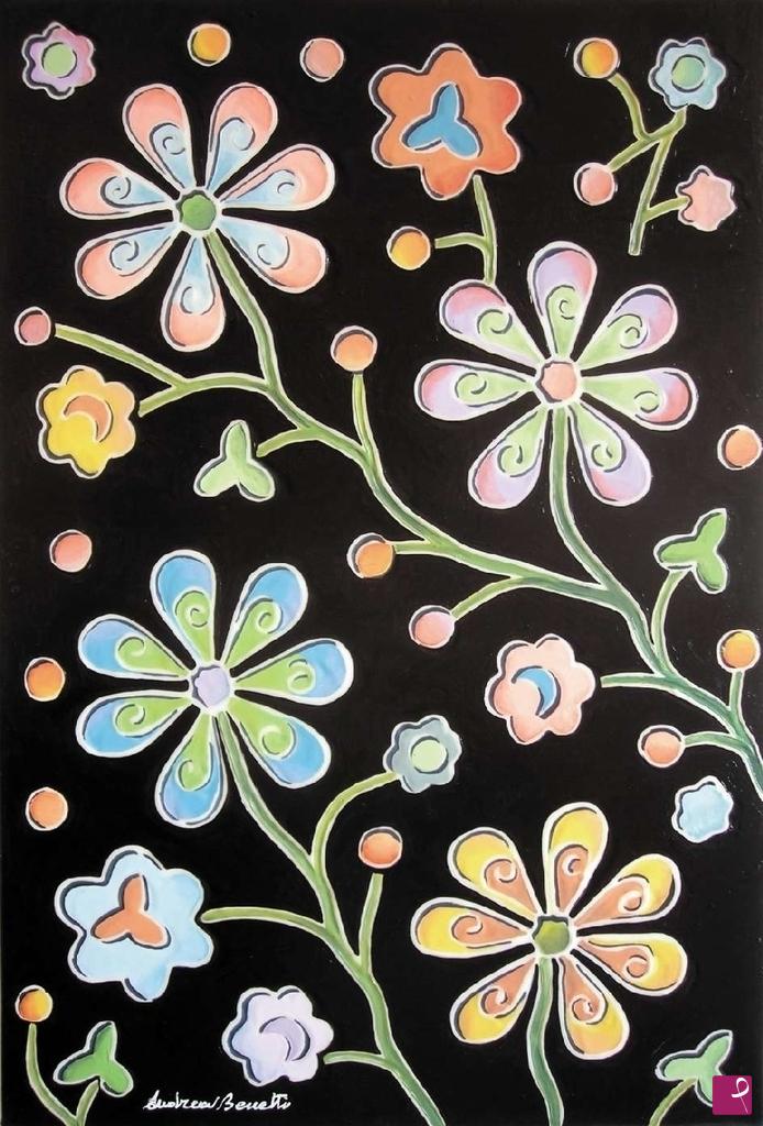 quadri in vendita online - Fiori in nero