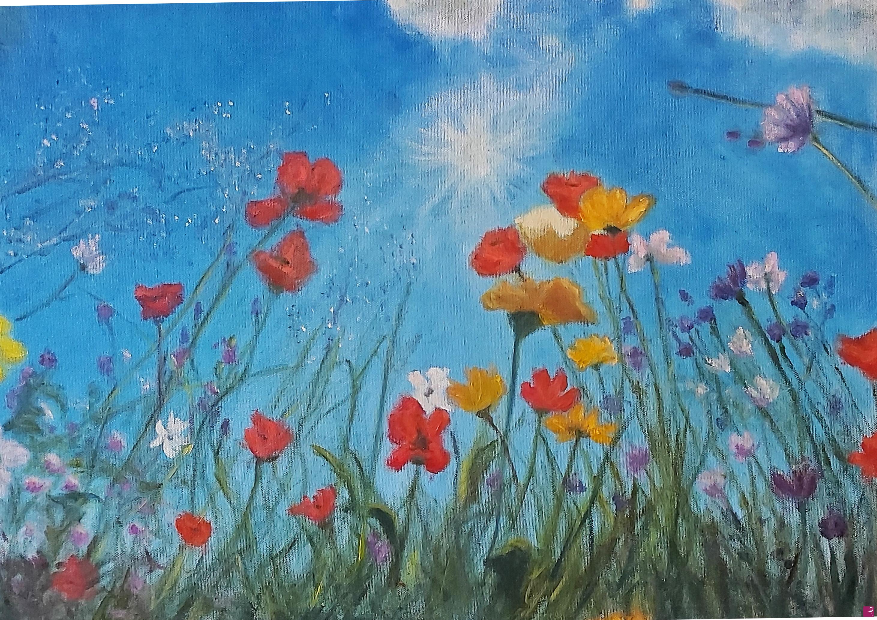 quadri in vendita online - "Fiori in Preghiera ... verso il cielo"  - rif. LG-169-CL/OT50X70-O/2023