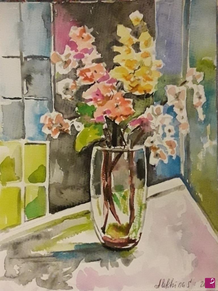 quadri in vendita online - Fiori in vaso