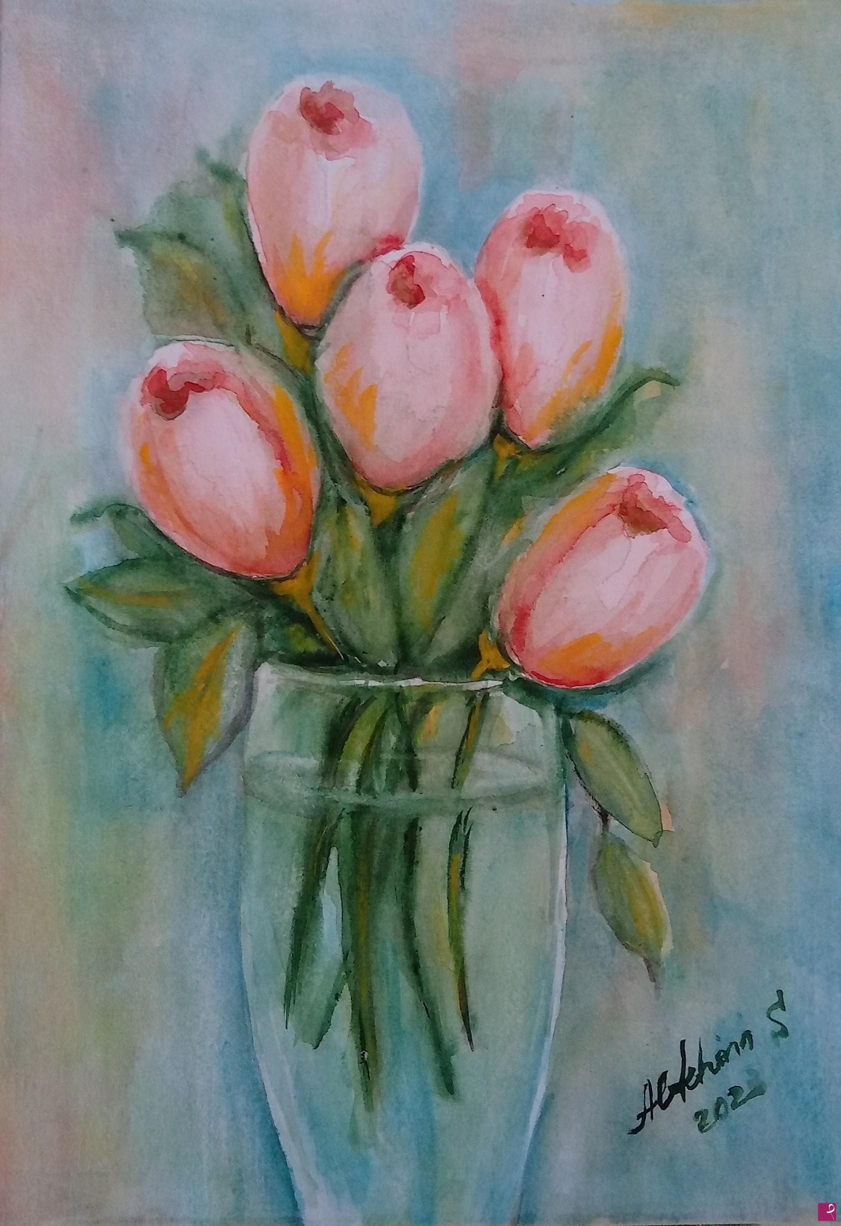 quadri in vendita online - Fiori in vaso