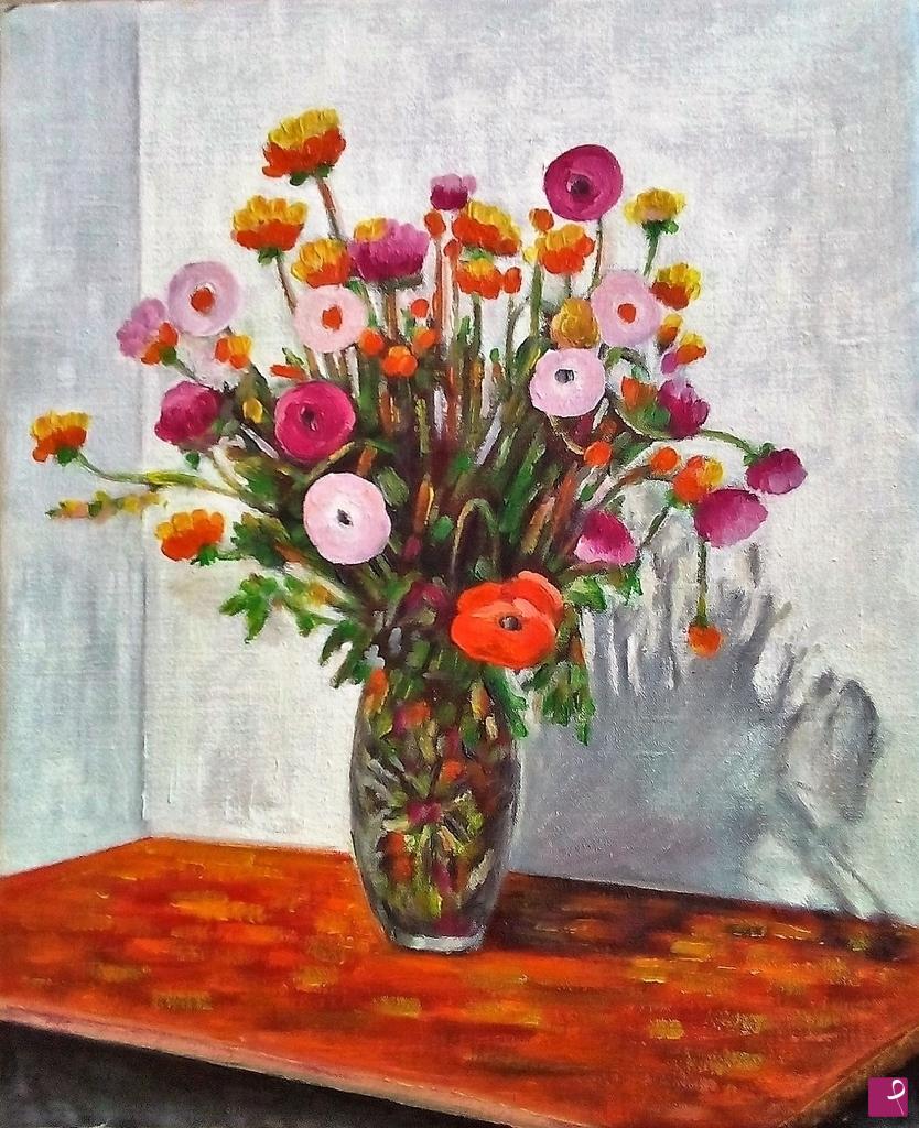 quadri in vendita online - FIORI IN VASO DI CRISTALLO (2017)