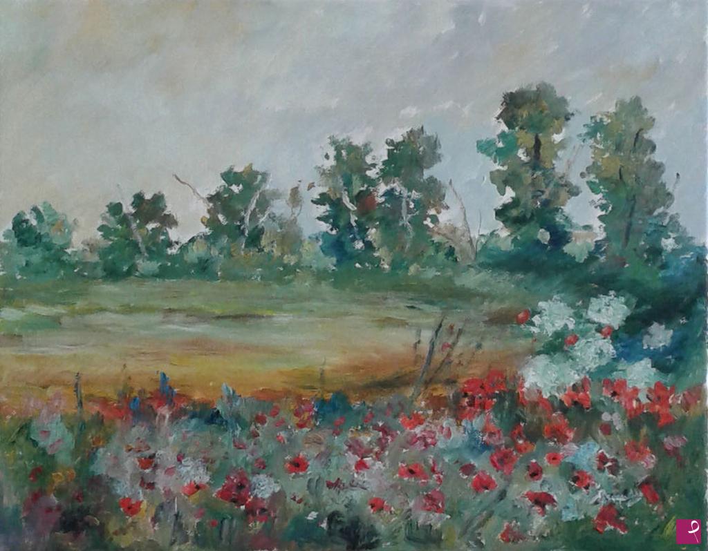 quadri in vendita online - fiori on radura collinare