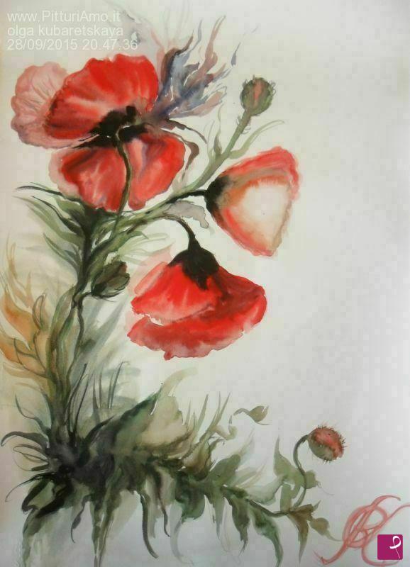 quadri in vendita online - Fiori papaveri