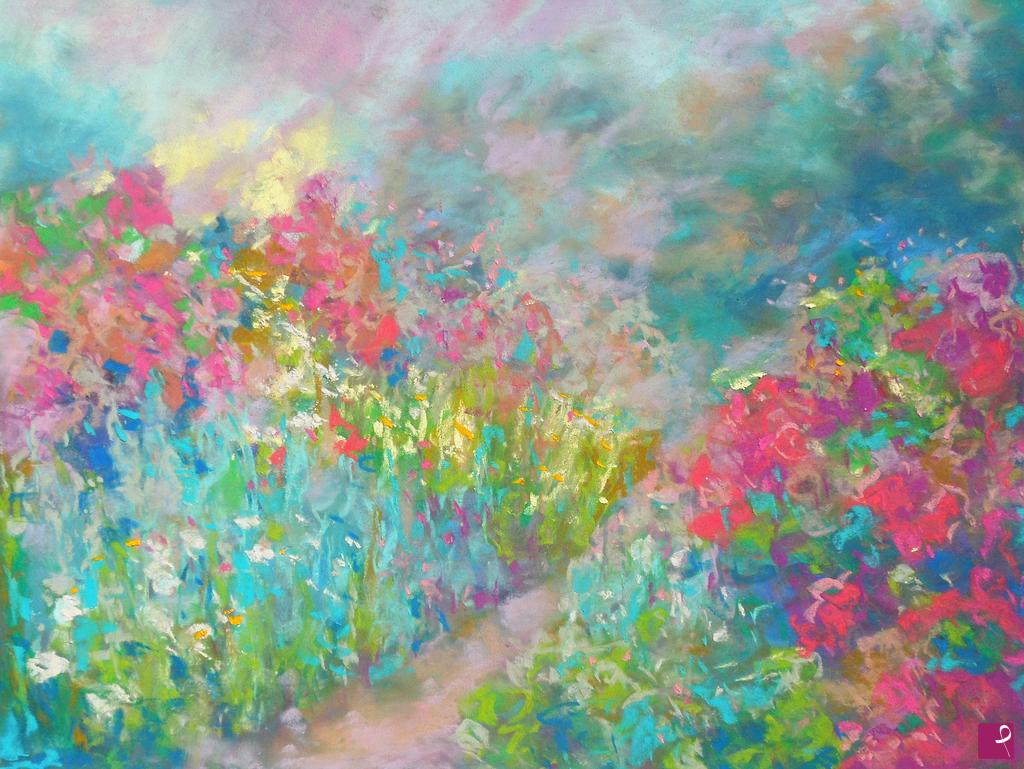 quadri in vendita online - Fiori rosa nel giardino autunnale - 251