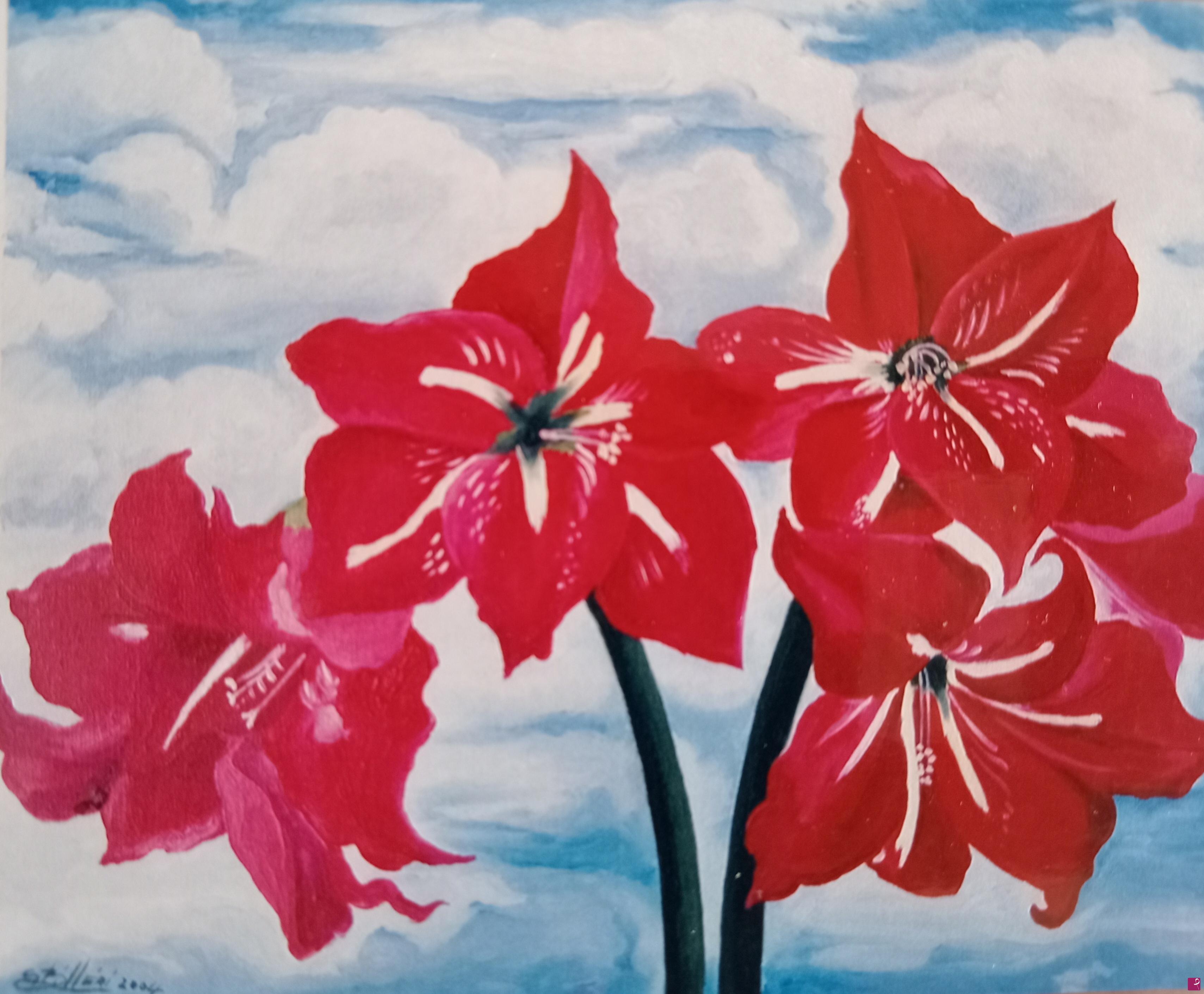 quadri in vendita online - Fiori Rossi.     (Cat.n°97)