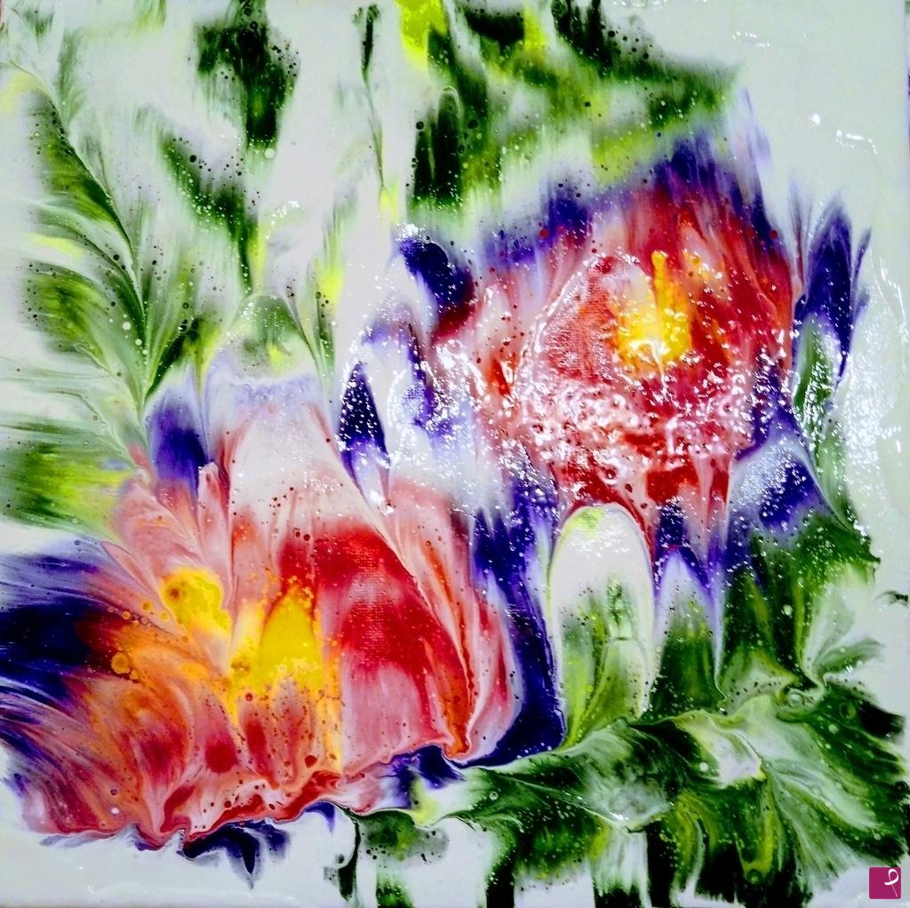 quadri in vendita online - Fiori rosso viola