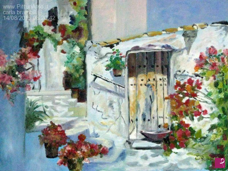 quadri in vendita online - fiori su entrata casa di campagna