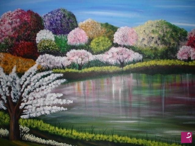 quadri in vendita online - FIORITURE SULLE RIVE DE LAGO