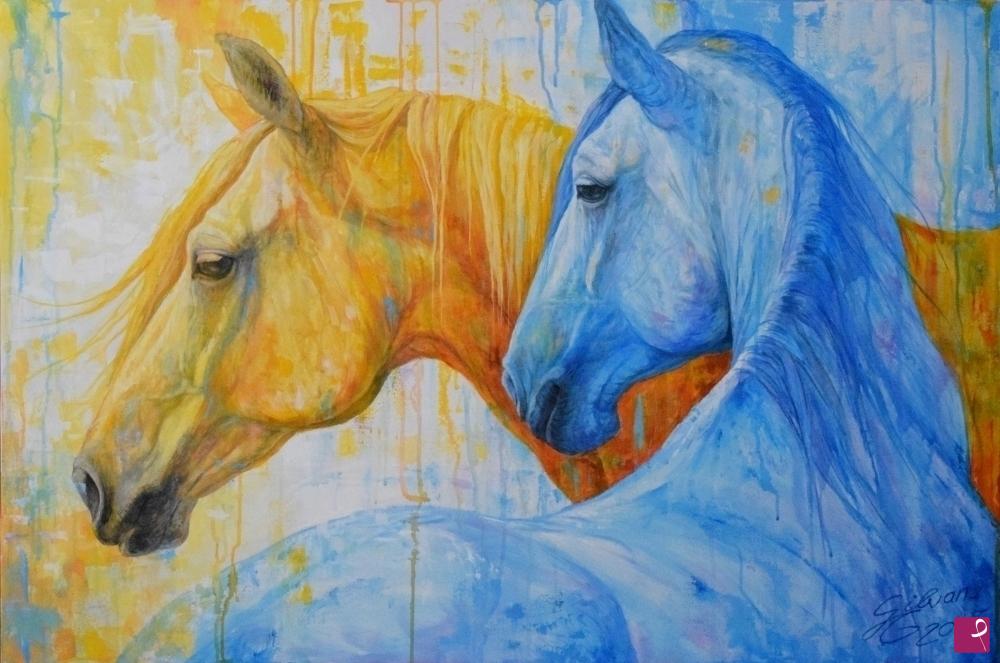 quadri in vendita online - Fire and ice horses