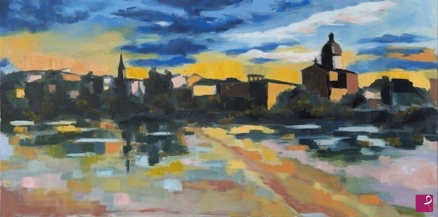 quadri in vendita online - Firenze, tramonto su Cestello