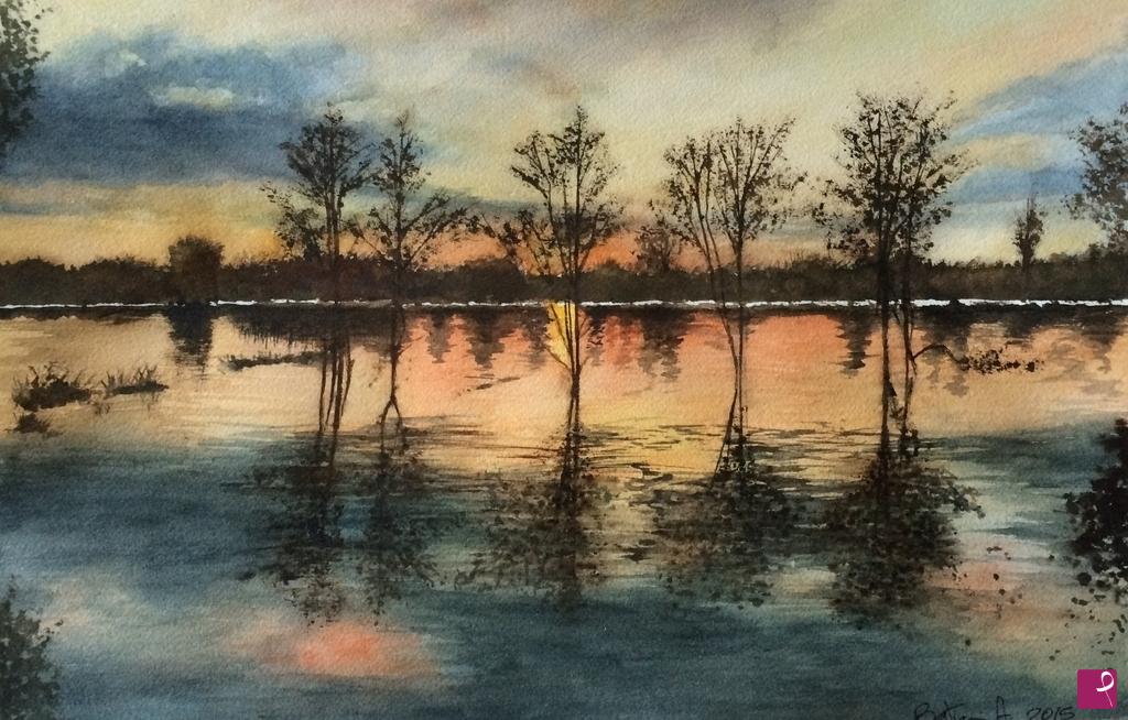 quadri in vendita online - Fiume Adda al tramonto