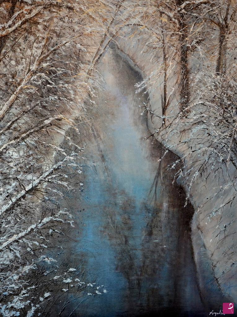 quadri in vendita online - Fiume d'inverno