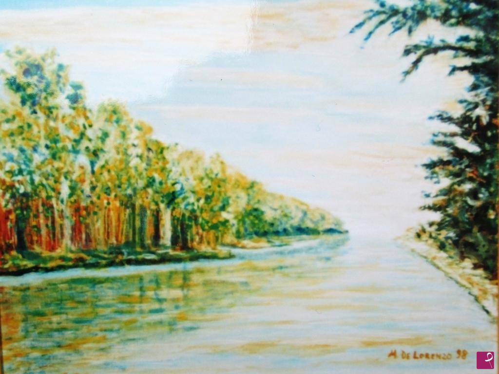quadri in vendita online - Fiume e alberi  anno 1998  700€ venduto