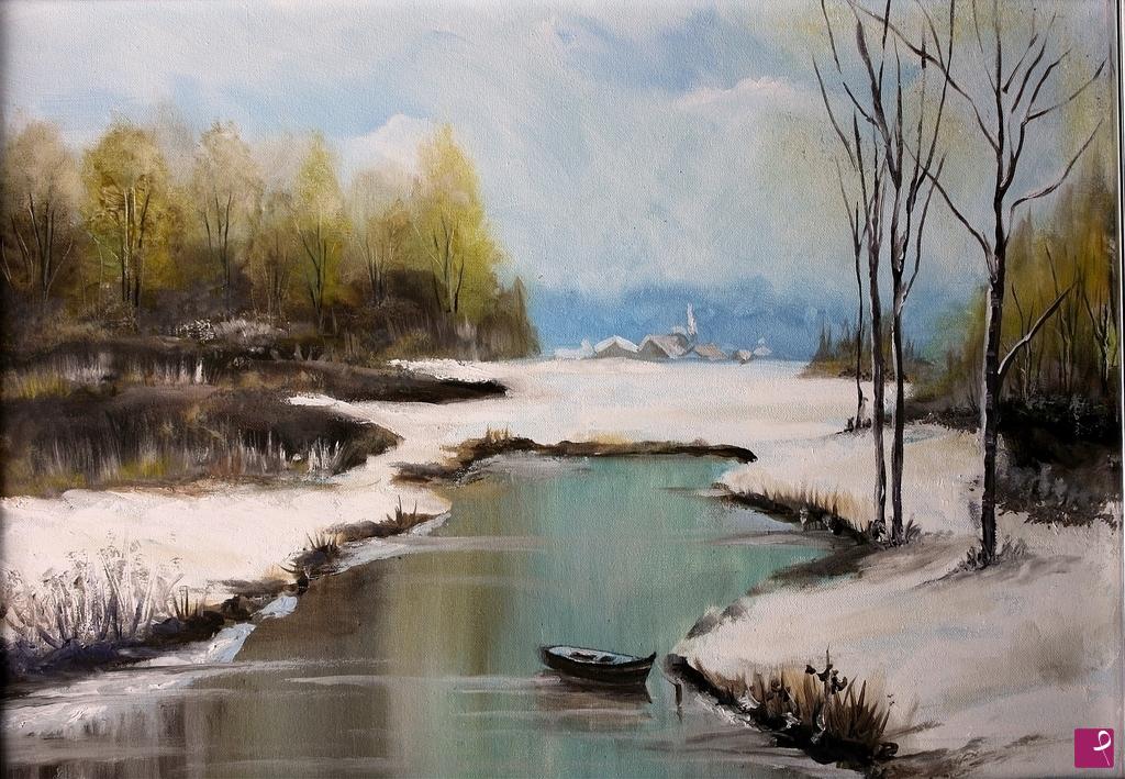 quadri in vendita online - fiume invernale