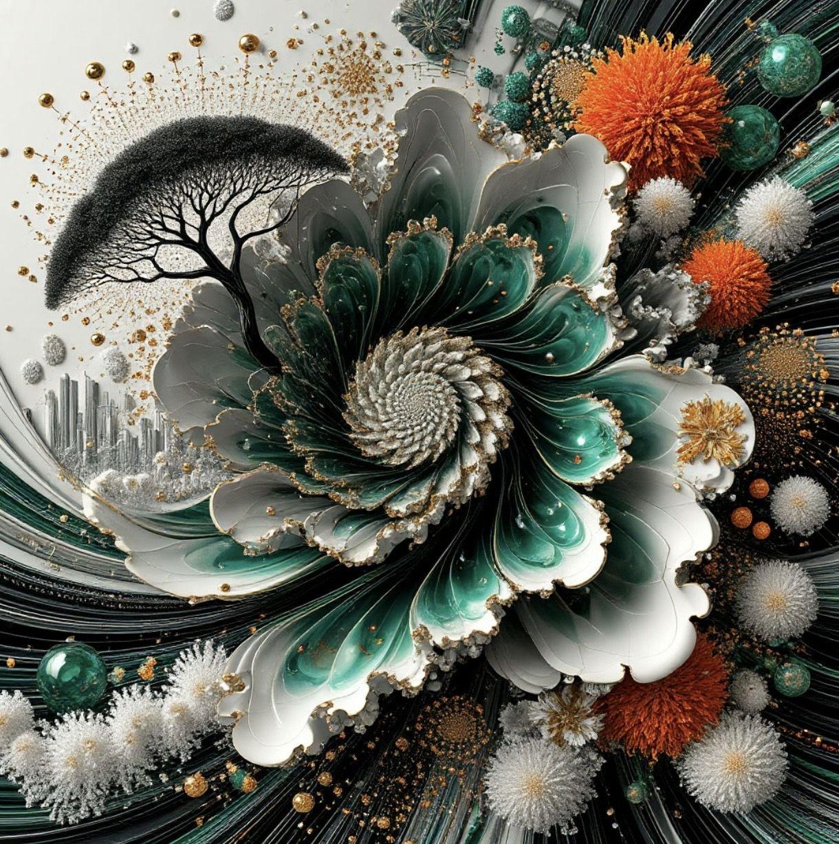 quadri in vendita online - Floral spiral