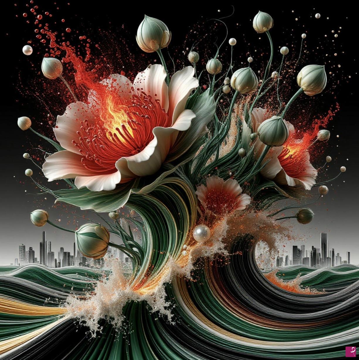 quadri in vendita online - Floral tsunami