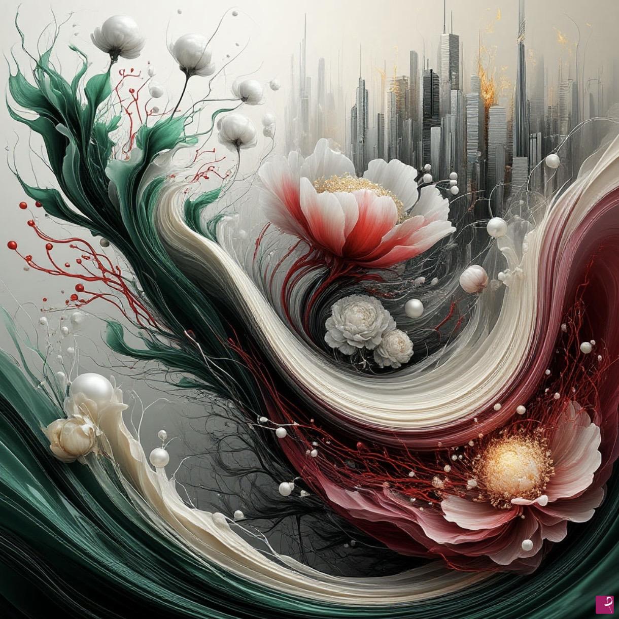 quadri in vendita online - Floral waves