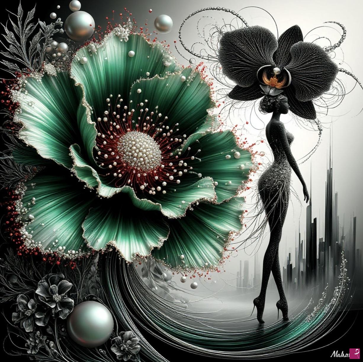 quadri in vendita online - Flower and Lady
