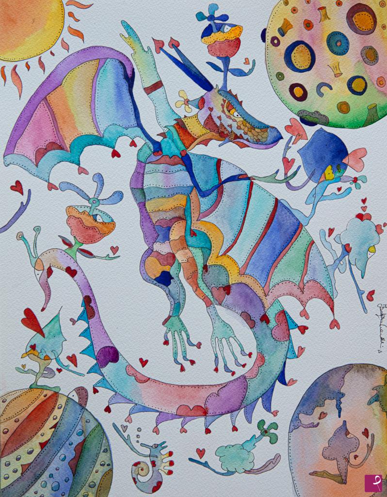 quadri in vendita online - Flower Dragon