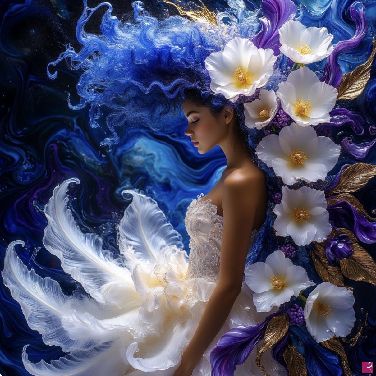 quadri in vendita online - Flower garden and girl 