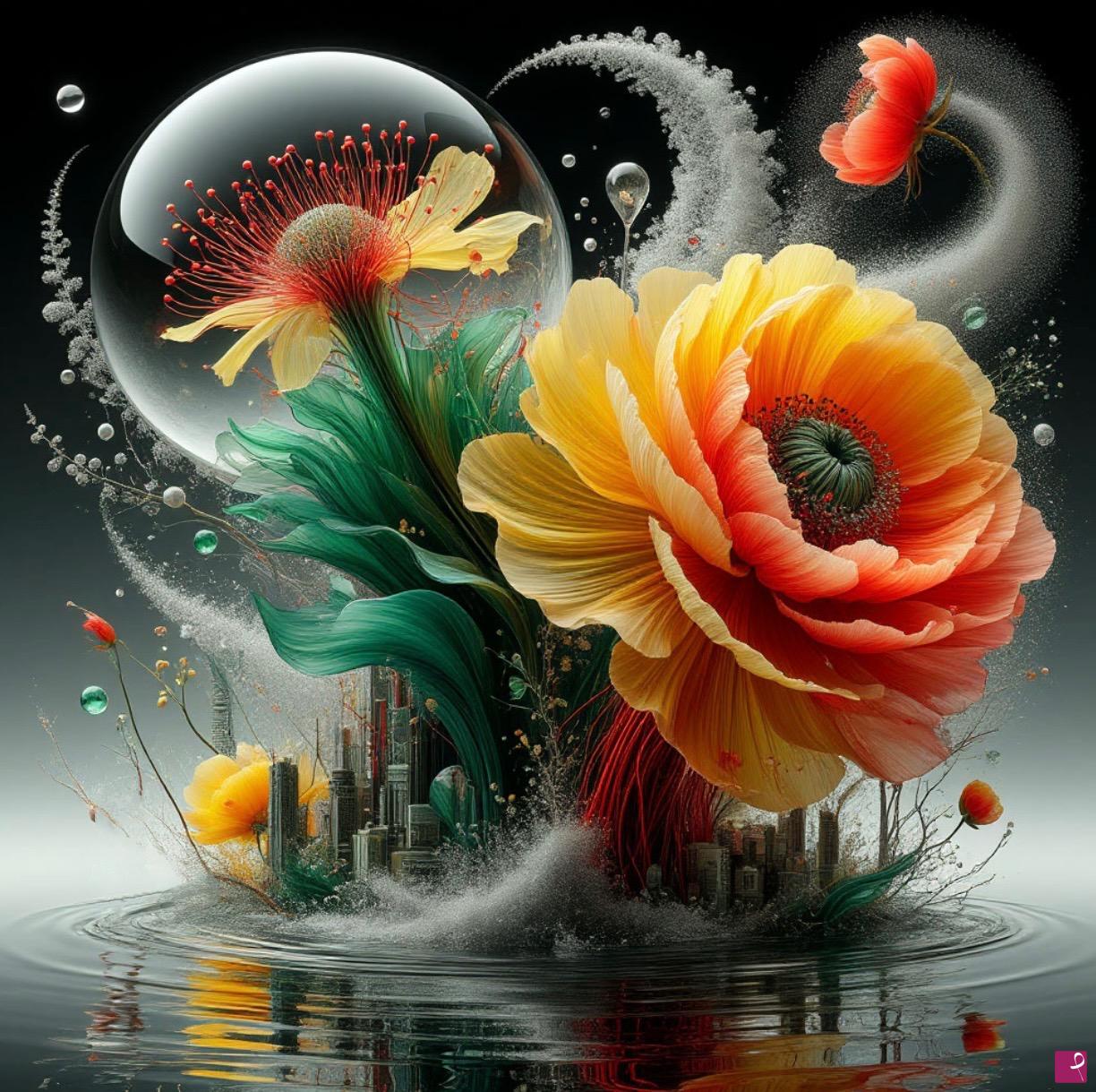 quadri in vendita online - Flower in a sphere