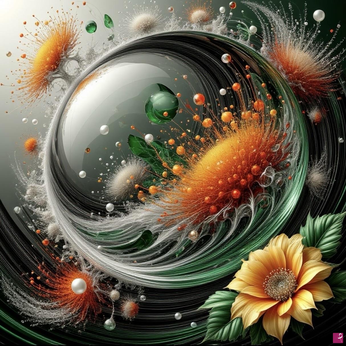 quadri in vendita online - Flower in a sphere