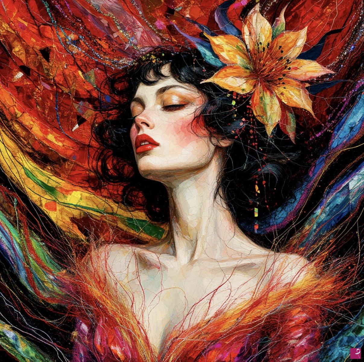 quadri in vendita online - Flower in her hair 