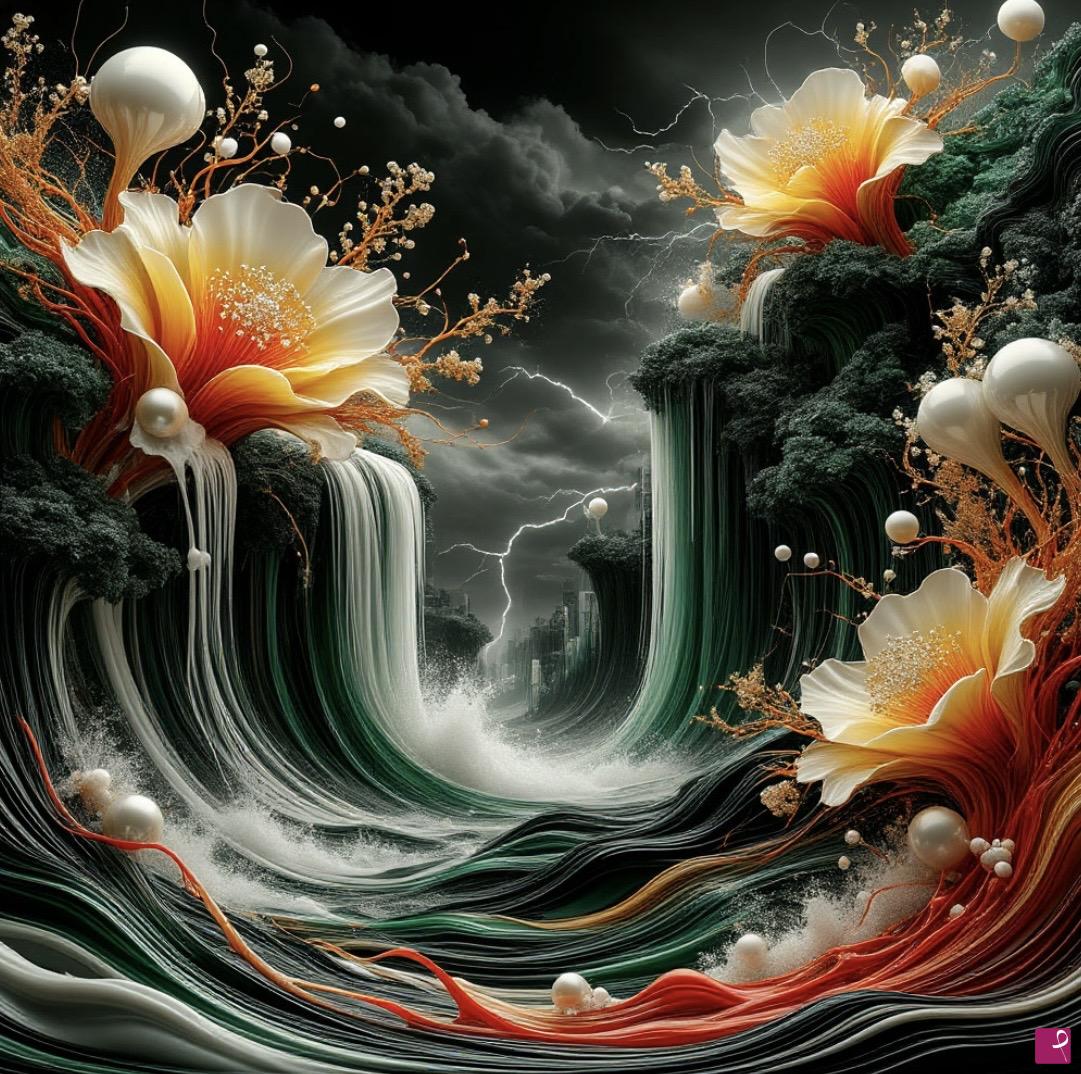 quadri in vendita online - Flower waterfall