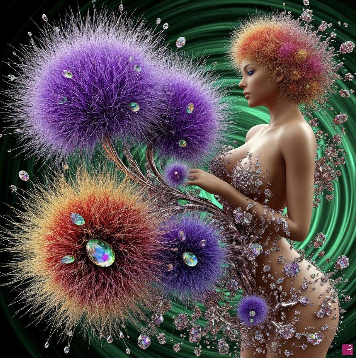 quadri in vendita online - Flowers and erotic women 