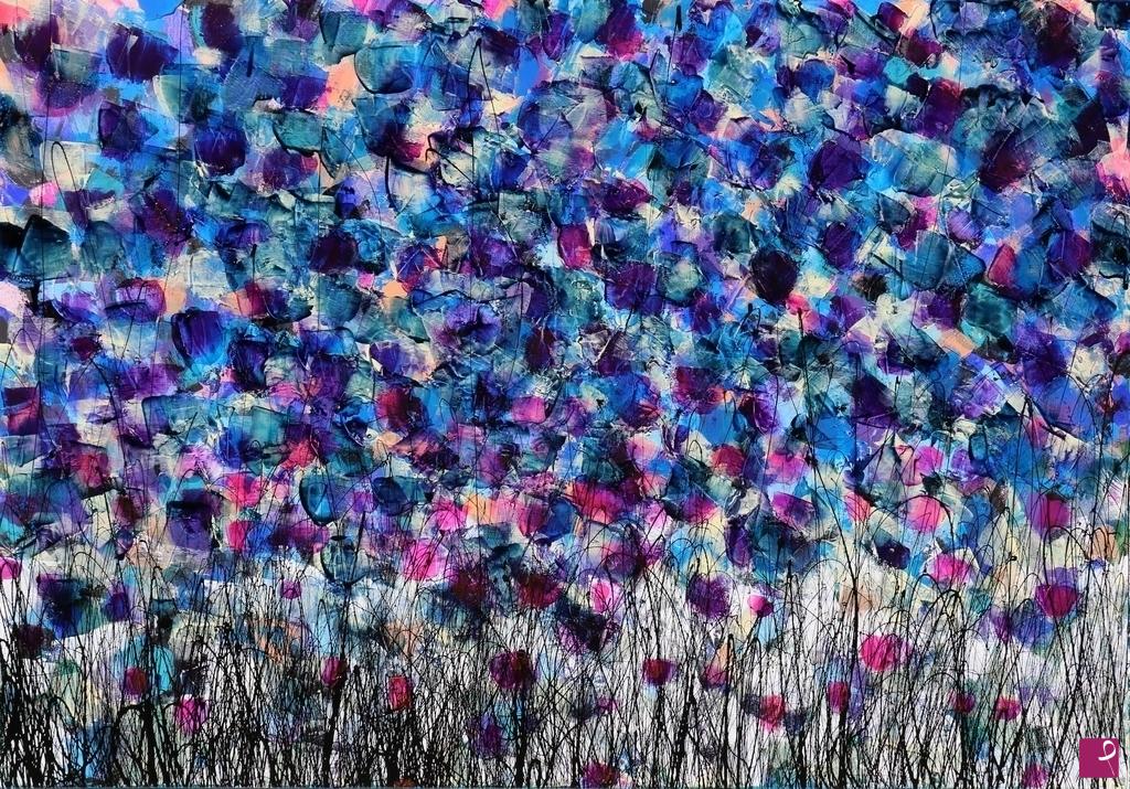 quadri in vendita online - flowers in blu