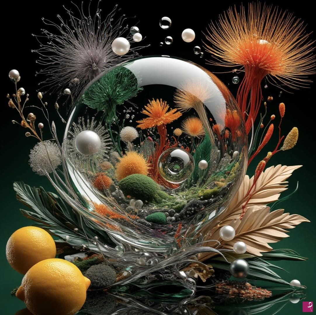 quadri in vendita online - Flowers in glass ball