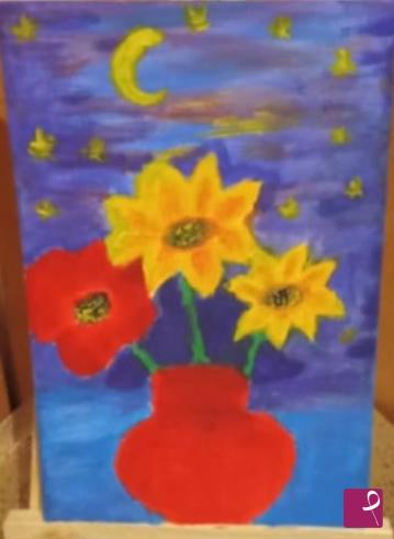 quadri in vendita online - Flowers in red vase