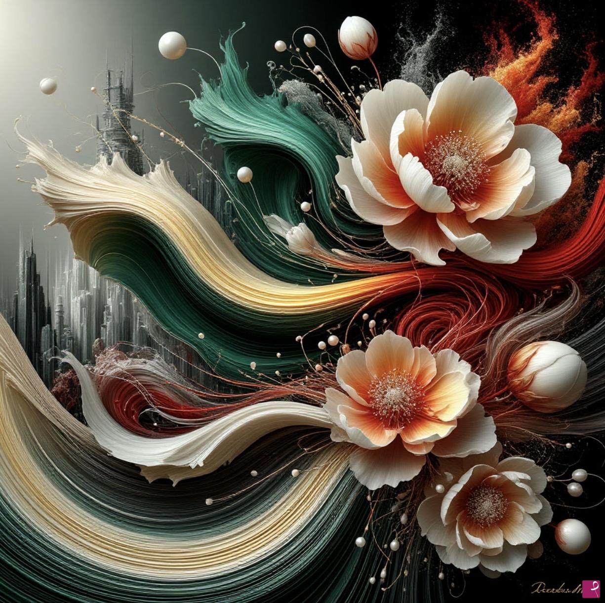 quadri in vendita online - Flowers with ribbons