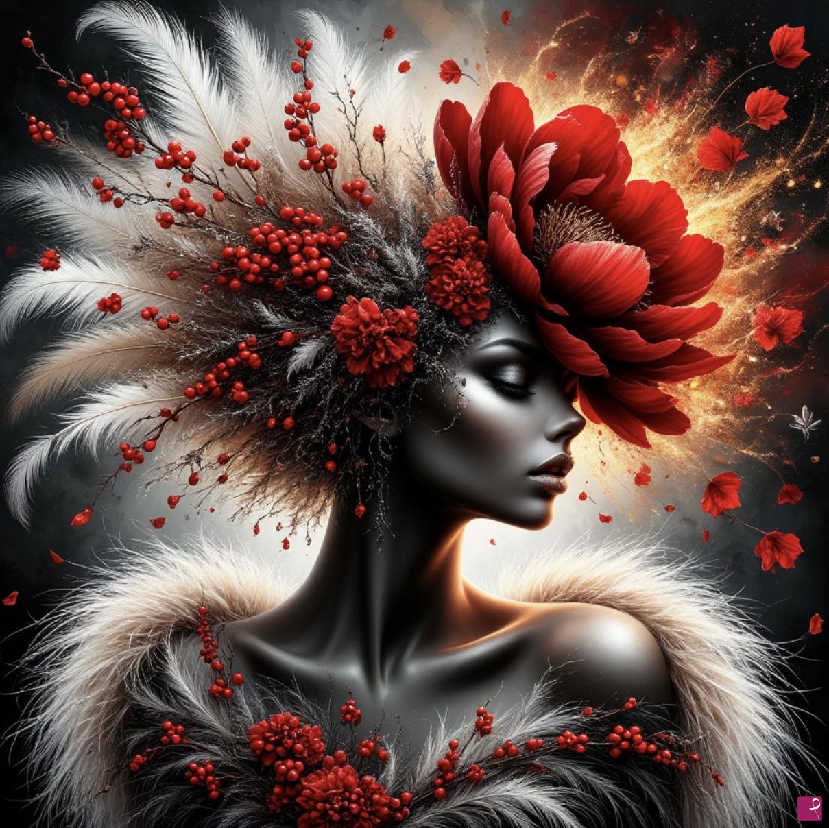 quadri in vendita online - fluff, feathers, fur, flowers, beauty, exoticism, fantasy3
