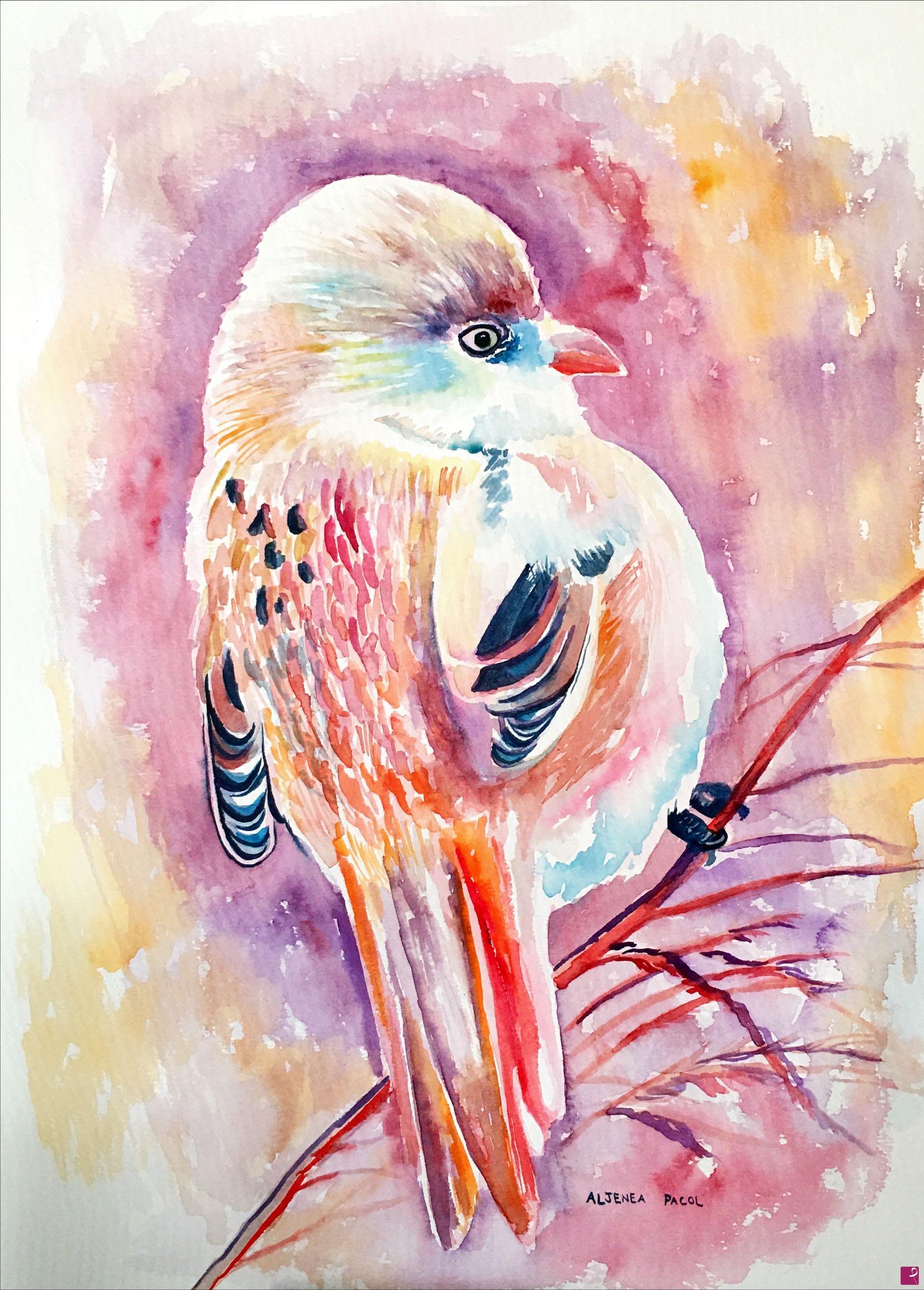 quadri in vendita online - Fluffy finch bird