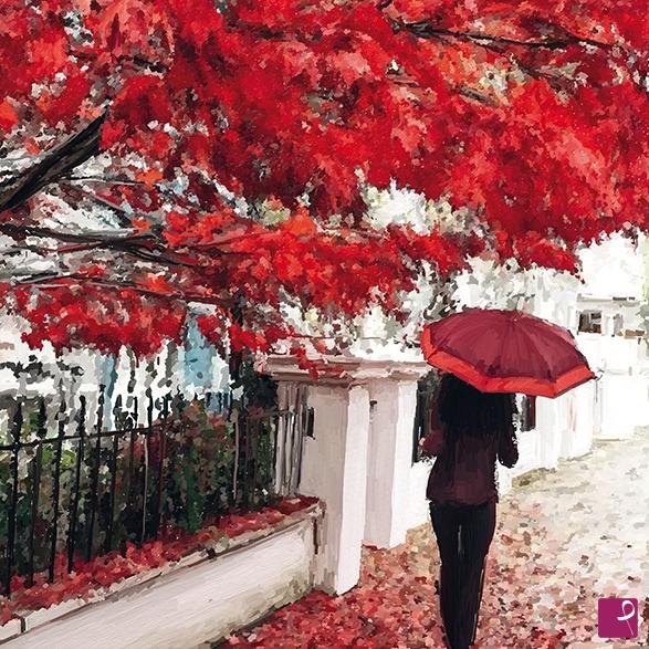 quadri in vendita online - Foglie rosse