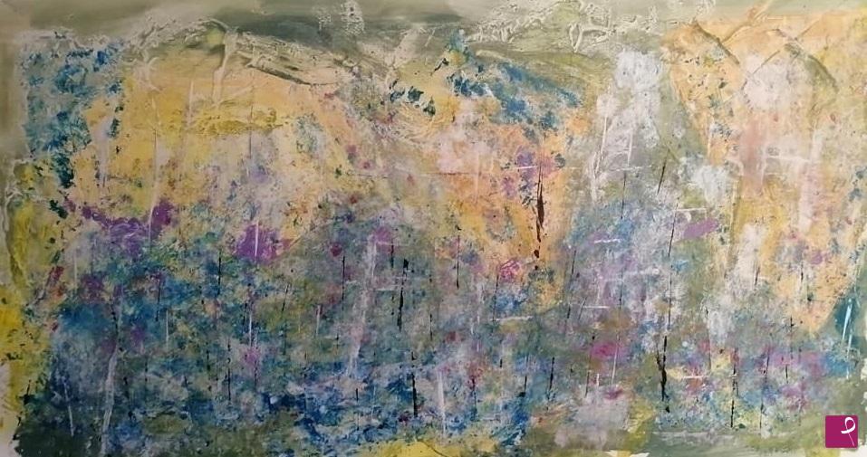 quadri in vendita online - Fondale music Monet astratto dipinto su tela Lovisi Valter quadro grande 150 x 80