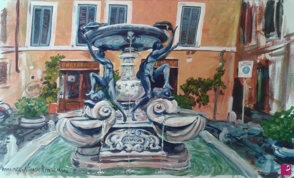 quadri in vendita online - Fontana delle tartarughe 