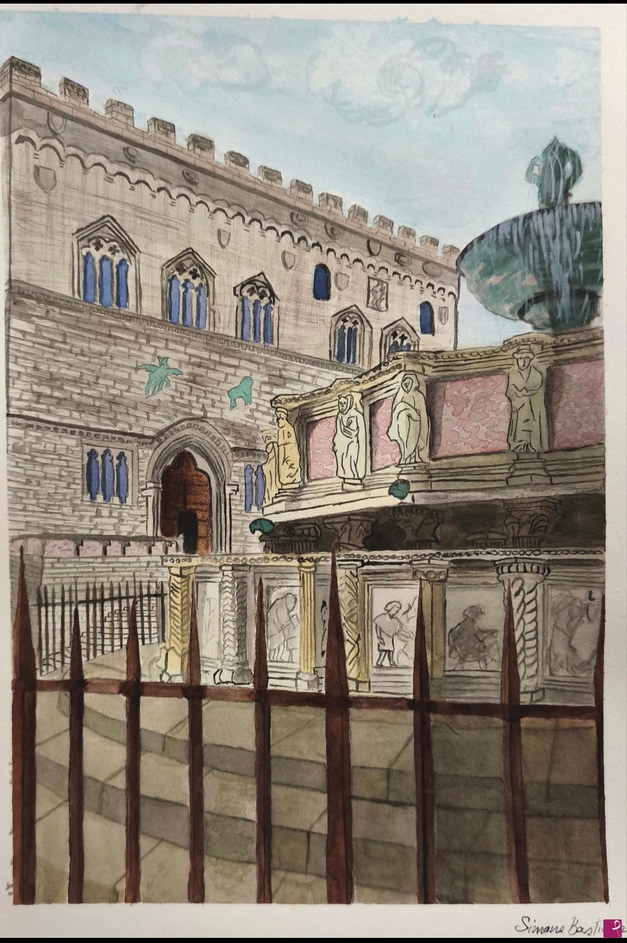 quadri in vendita online - Fontana Maggiore e palazzo dei Notari - Perugia 