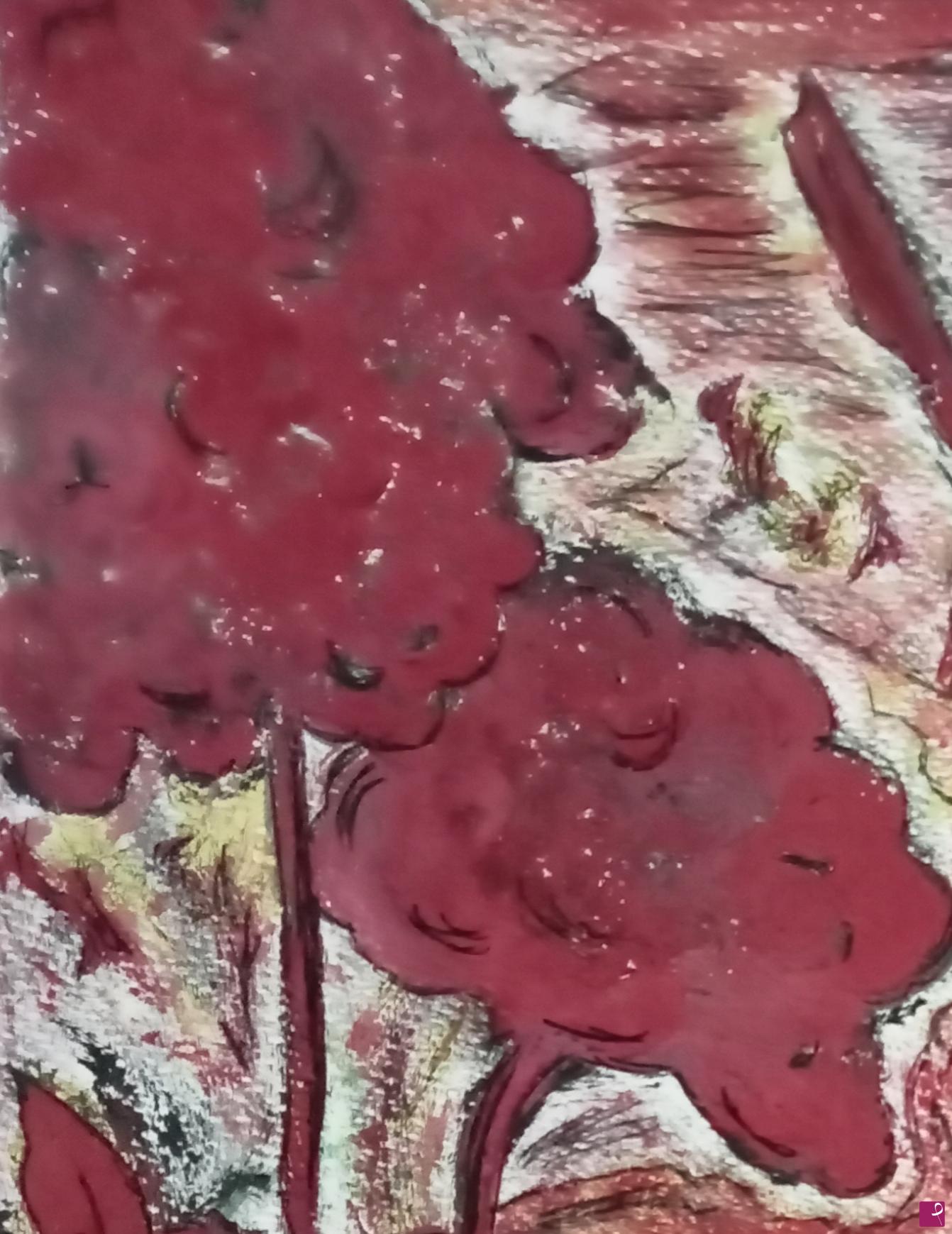 quadri in vendita online - Forest in red