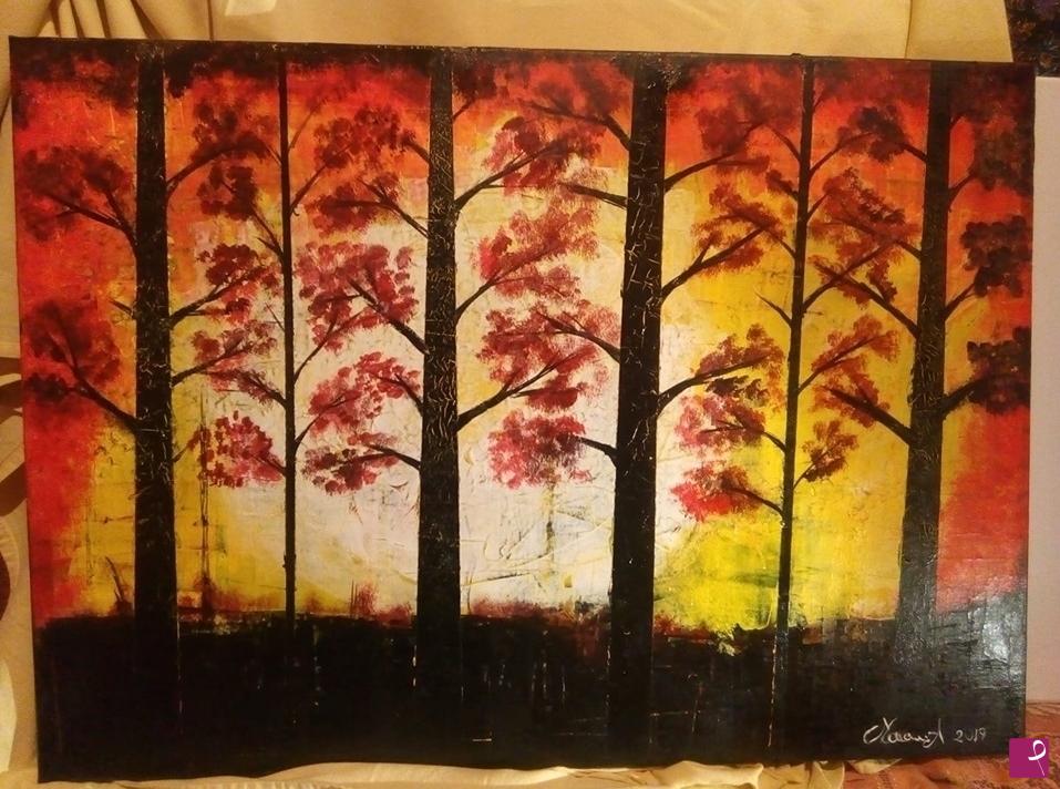 quadri in vendita online - "FORESTA AL TRAMONTO"