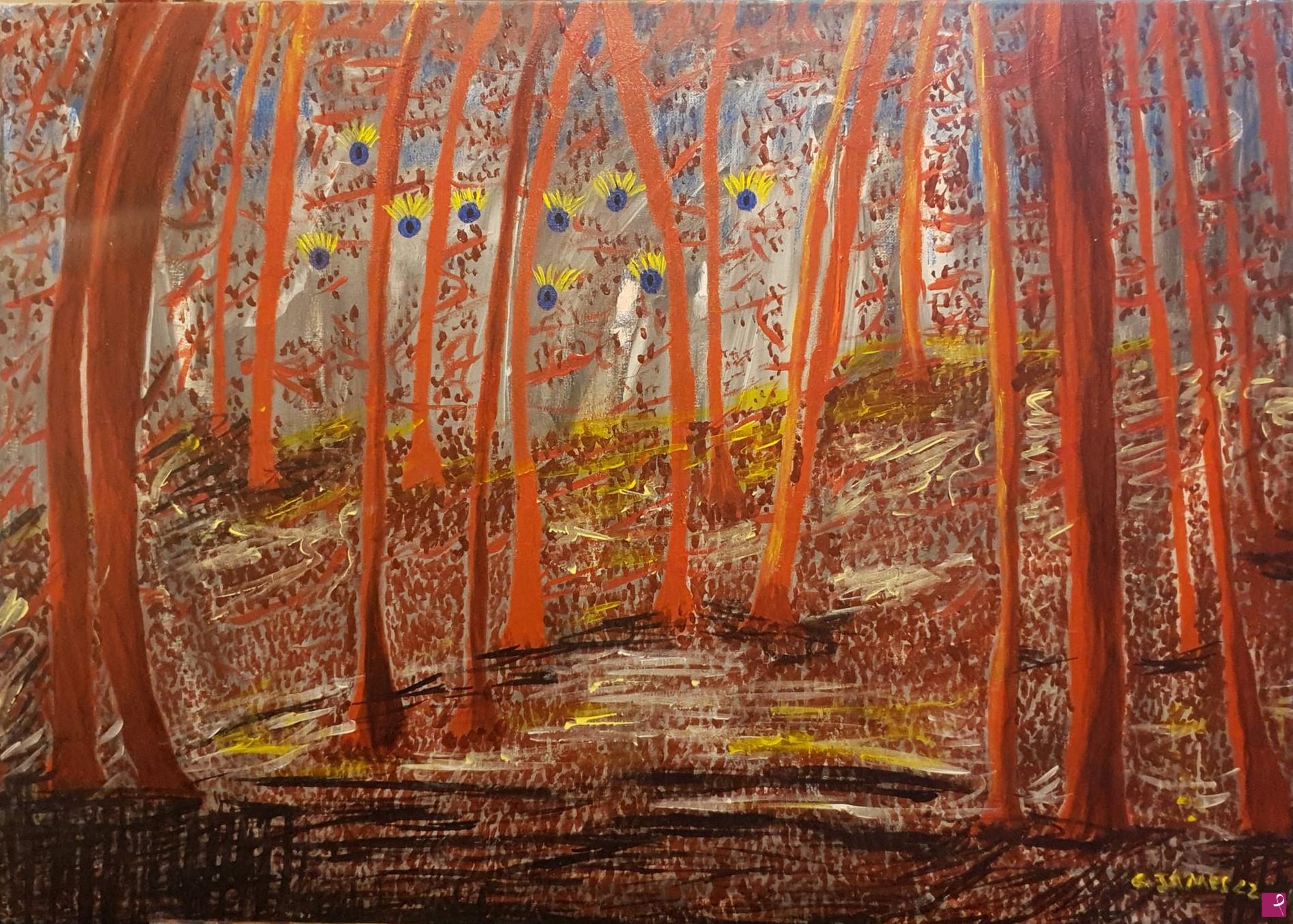 quadri in vendita online - "Foresta rossa"