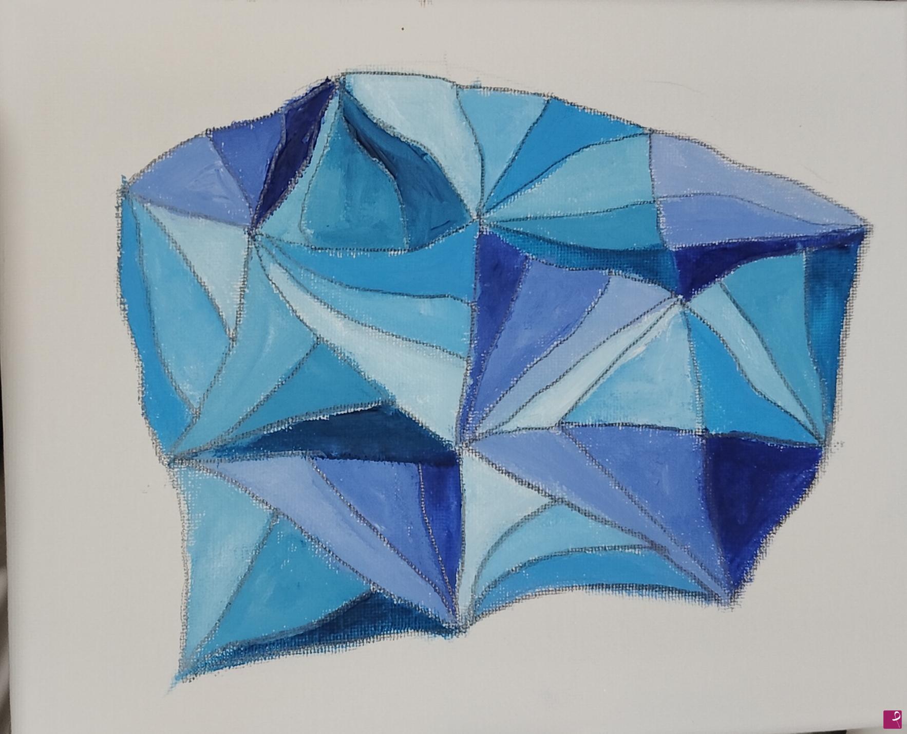 quadri in vendita online - Forma non euclidea in variazioni di blu